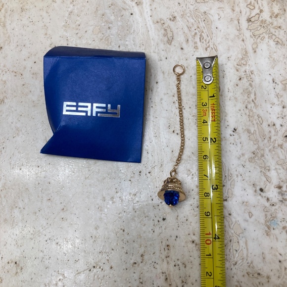 EFFY Bells Handbag Charm Collection Gold Tone Bell on Chain with Blue Crystal - Picture 2 of 2
